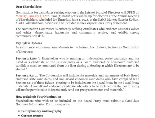 2026 Leisnoi Board Election Nominations